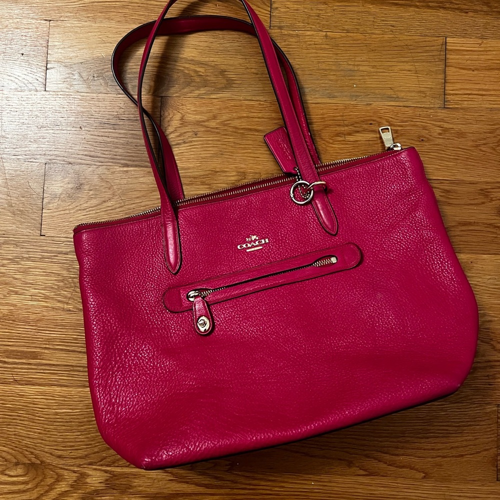 Coach Fuchsia Leather Tote Bag